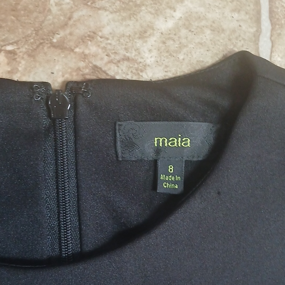 NWT Maia Black Feather-Hem Sleeveless Dress Size 8 - Picture 4 of 6